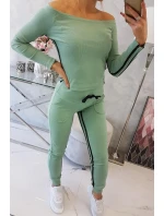 Súprava s dvojitými pruhmi tmavo mätová Súprava s dvojitými pruhmi tmavo mätová