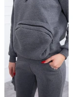 Zateplená súprava s ozdobným vreckom grafitová melanž