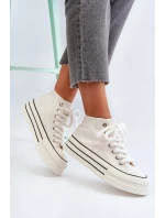 Trampki Damskie Na Platformie Białe Aineri