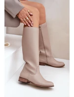Dámske kožené vysoké topánky Zazoo 3616 Light Beige Dámske kožené vysoké topánky Zazoo 3616 Light Beige