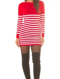 Dámsky sveter 0000KO-1550 červeno-biely - Koucla