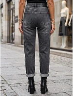 Dámske džínsy Mom Fit s vysokým pásom, sivé, FashionStreet UY3114 Dámske džínsy Mom Fit s vysokým pásom, sivé, FashionStreet UY3114