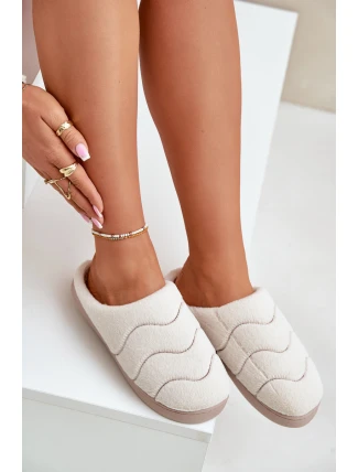 Futrzane Ciepłe Kapcie Damskie Beżowe Vamirae