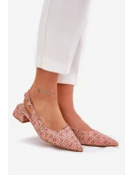 Plecione Sandały Damskie Na Delikatnym Obcasie Multikolor Jorela