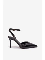 Dámske lakované lodičky LE149P - čierne Laretta