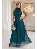 636-4 VERONICA – luxusné dlhé šaty s brokátovým detailom a elegantným strihom – zelené 636-4 VERONICA – luxusné dlhé šaty s brokátovým detailom a elegantným strihom – zelené