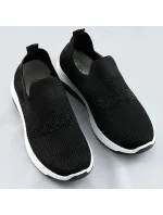 Čierne dámske azúrové topánky so zirkónmi (C1057)