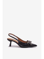 Czółenka Na Szpilce Z Kokardą Czarne Folesca