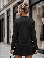 Dámska semišová bunda na patentky, čierna, FashionStreet TY5880 Dámska semišová bunda na patentky, čierna, FashionStreet TY5880