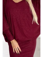 402-4 Netopierie šaty - bordové s brokátom