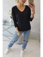 Blúzka s výstrihom do V čierna Blúzka s výstrihom do V čierna