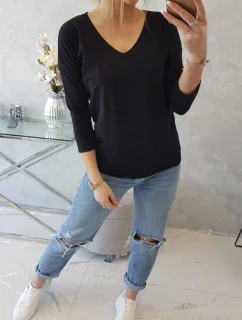 Blúzka s výstrihom do V čierna