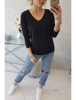Blúzka s výstrihom do V čierna Blúzka s výstrihom do V čierna