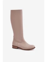 Dámske kožené vysoké topánky Zazoo 3616 Light Beige Dámske kožené vysoké topánky Zazoo 3616 Light Beige
