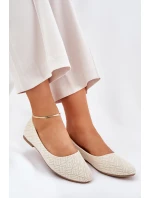 Baleriny Damskie Płaskie Z Brokatem Złote Tatorelis