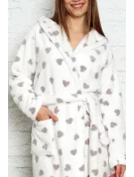 Dámsky župan 3013 biely so srdiečkami - CoCoon