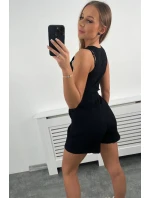 Pruhovaná súprava so šortkami čierna