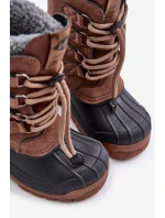 Wysokie Ciepłe Śniegowce Dziecięce Ze Ściągaczem Lee Cooper LCJ-24-44-2842K Brązowe