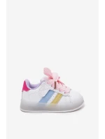 Buty Sportowe Sneakersy Dziecięce Ze Świecącą Podeszwą Biało-Różowe Arielle