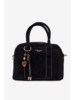 Kufříková Eko semišová kabelka s přívěskem Černá Sorielle