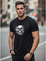Pánske bavlnené tričko s potlačou chlpatej lebky čierne FashionStreet NX085R