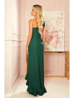 Tmavozelené dlhé dámske šaty cez jedno rameno v španielskom štýle 317-3