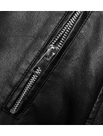 Čierna bunda ramoneska s golierom (11Z8098)