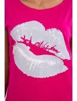 Blúzka s potlačou pier fuchsiová