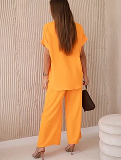 Súprava s náhrdelníkom blúzka + nohavice svetlo oranžová