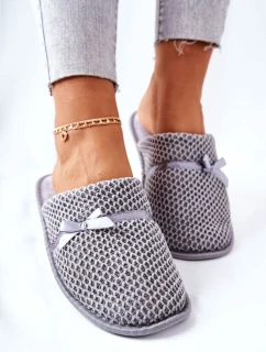 Damskie Papcie Z Kokardką Szare Evira