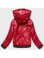 Krátka červená dámska bunda s kapucňou (B9787-4)