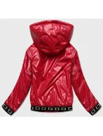 Krátka červená dámska bunda s kapucňou (B9787-4)