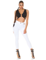 White Highwaist Jeans with cut-out