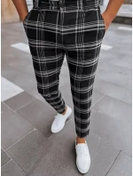 Pánske čierne kockované nohavice FashionStreet UX3965