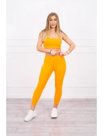 Súprava s blúzou hore pruhovaná oranžová neónová