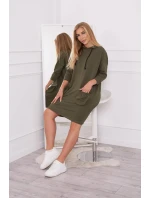 Kaki šaty s kapucňou