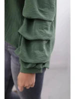 Španielska blúzka s ozdobnými khaki rukávmi