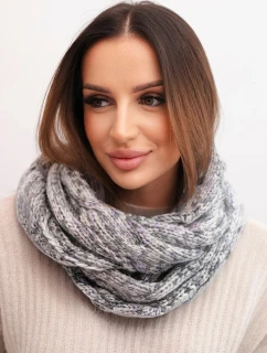 Dámsky vlnený hrubý zimný šál KN24 sivý+fialový