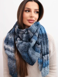 Dámsky šál z mäkkej a teplej vlny vo farebných pruhoch KN19 jeans