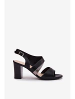 Sandały Damskie Na Słupku Sergio Leone SK866 Czarne