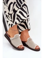 Klapki Damskie Na Koturnie Z Ozdobnym Paseczkiem Beżowe Teriwes