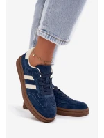 Sneakersy Damskie Zamszowe Na Platformie Granatowe Sylviona