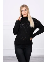 Sveter s polovičným rolákom a kosoštvorcovým vzorom čierny Sveter s polovičným rolákom a kosoštvorcovým vzorom čierny