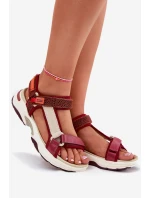 Sandały Damskie Na Rzepy D.Franklin DFSH406003 Bordowe