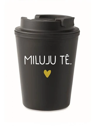 I LOVE YOU - čierny termohrnček 300 ml