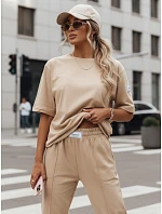 Dámsky bavlnený teplákový komplet RIZNA beige FashionStreet AY1035