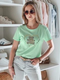 TEDDYCAP dámske tričko s medvedíkom mätová FashionStreet RY2747