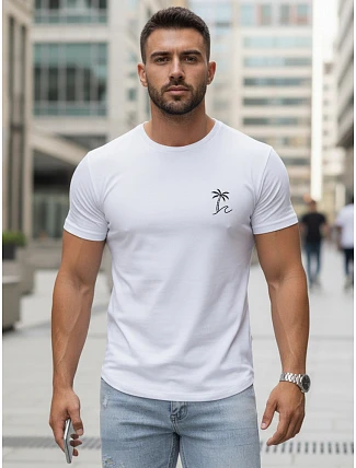 Pánske bavlnené tričko s klasickou bielou potlačou FashionStreet NX5105R Pánske bavlnené tričko s klasickou bielou potlačou FashionStreet NX5105R