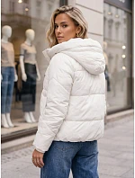 Dámska zimná prešívaná bunda s kapucňou, biela, FashionStreet TY6081