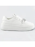 Biele dámske športové topánky s retiazkou (B-545)